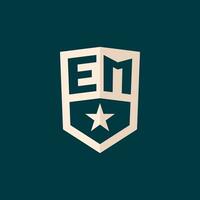 Initial EM logo star shield symbol with simple design vector