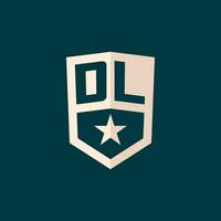 Initial DL logo star shield symbol with simple design vector