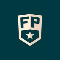 Initial FP logo star shield symbol with simple design vector