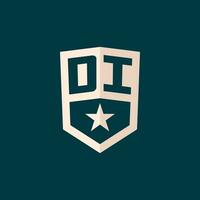 Initial DI logo star shield symbol with simple design vector
