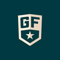 Initial GF logo star shield symbol with simple design vector