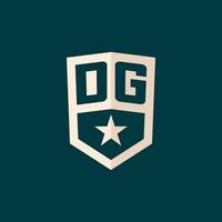 Initial DG logo star shield symbol with simple design vector