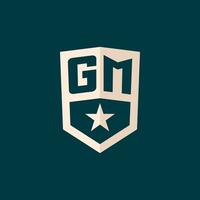 inicial gm logo estrella proteger símbolo con sencillo diseño vector