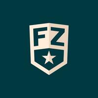 Initial FZ logo star shield symbol with simple design vector