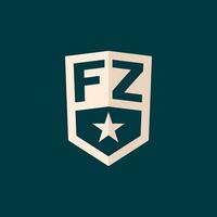 inicial fz logo estrella proteger símbolo con sencillo diseño vector