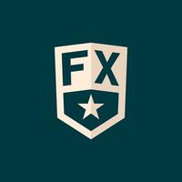 Initial FX logo star shield symbol with simple design vector