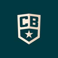 Initial CB logo star shield symbol with simple design vector