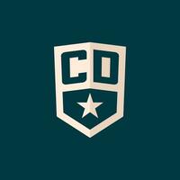 Initial CD logo star shield symbol with simple design vector