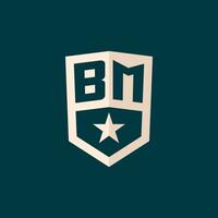 inicial bm logo estrella proteger símbolo con sencillo diseño vector