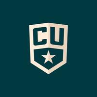 Initial CU logo star shield symbol with simple design vector