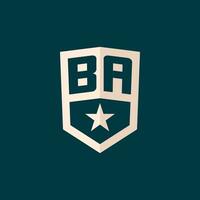 Initial BA logo star shield symbol with simple design vector