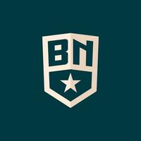 Initial BN logo star shield symbol with simple design vector