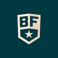 inicial bf logo estrella proteger símbolo con sencillo diseño vector