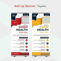 Medical Healthcare roll up stand banner template design vector