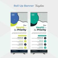 Medical Healthcare roll up stand banner template design vector