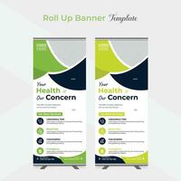 Medical roll up stand banner template design vector