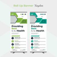 Medical healthcare roll up stand banner template design vector