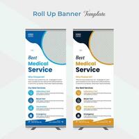 Medical roll up stand banner template design vector