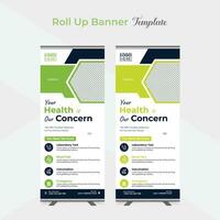 Medical and healthcare roll up stand banner template design vector