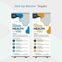 Medical healthcare roll up stand banner template design vector