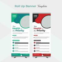 minimalist medical healthcare roll up stand banner template design vector