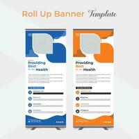 Medical healthcare multipurpose roll up stand banner template design vector