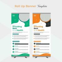 Medical healthcare multipurpose roll up stand banner template design vector