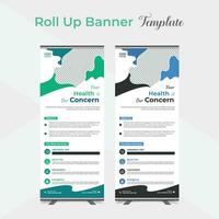 Medical healthcare multipurpose roll up stand banner template design vector