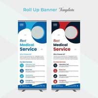 Best Medical Service roll up stand banner template design vector