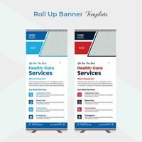 Medical healthcare roll up stand banner template design vector