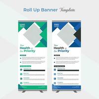 Medical healthcare multipurpose roll up stand banner template design vector