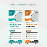 medical agency healthcare roll up stand banner template design vector