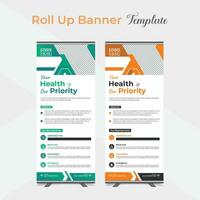 Medical healthcare multipurpose roll up stand banner template design vector