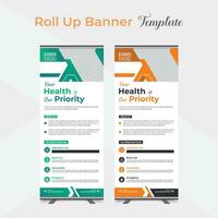 Medical healthcare multipurpose roll up stand banner template design vector