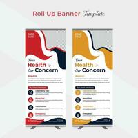 Medical roll up stand banner template design vector