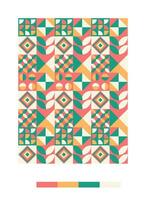 a colorful pattern with geometric shapes and red, blue and green colors vector