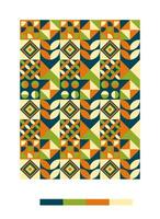 a colorful pattern with geometric shapes and red, blue and green colors vector