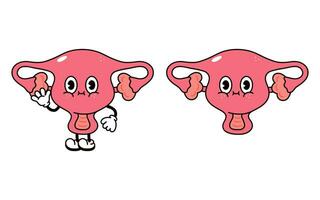 Uterus character. Vector hand drawn traditional cartoon vintage, retro, kawaii character illustration icon. Isolated on white background. Uterus character concept