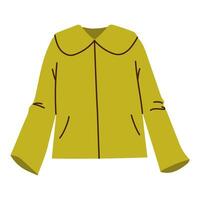 Isolated green female classic jacket coat with collar in flat style on white background. Warm clothes vector