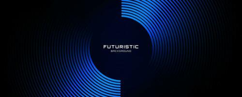 3D blue techno abstract background overlap layer on dark space with circle stripes shape decoration. Modern graphic design element future style concept for banner, flyer, card, or brochure cover vector