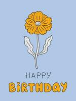 Birthday card with flower vector