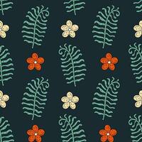 Botanical seamless pattern with fern leaf and flower vector