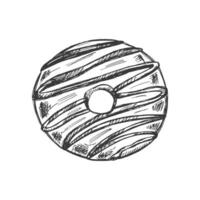 A hand-drawn sketch of donut. Vintage illustration.  Pastry sweets, dessert. Element for the design of labels, packaging and postcards. vector