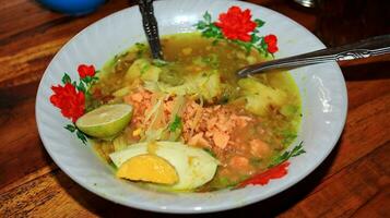 Original Indonesian food called Soto Lamongan photo