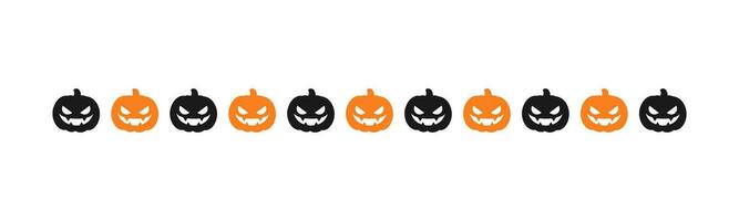 Separator Border illustration line of cute jack o lanterns, evil pumpkin, trick or treat pattern for Halloween day concept of autumn season vector