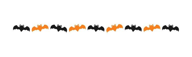 Separator Border illustration line of bat icon silhouette pattern for Halloween day concept of autumn season vector
