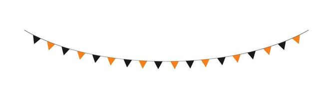 Cute Orange and Black Halloween Bunting Garland Illustration. Simple banner hanging party classy decor vector element.