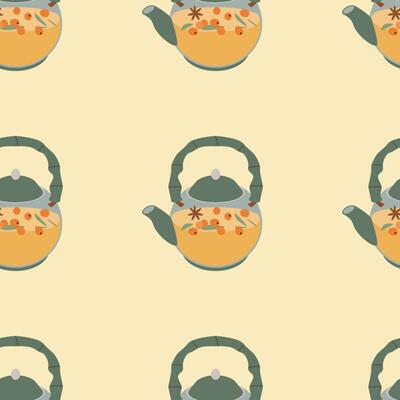 Pattern with tea. Hello autumn. Elements on the autumn theme.