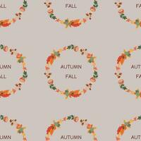Pattern with chestnut, acorn, mushroom, leaves. Hello autumn. Elements on the autumn theme. vector