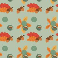 Pattern with chestnut, acorn, leaves. Hello autumn. Elements on the autumn theme. vector